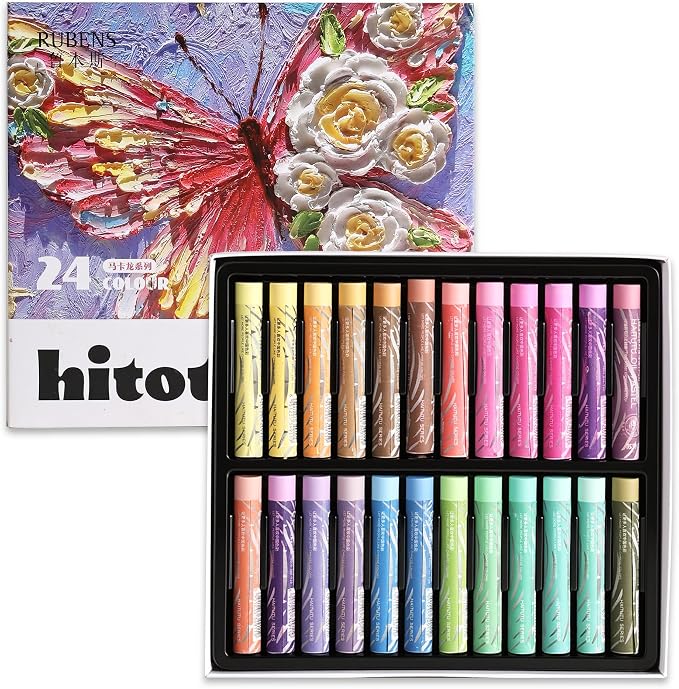 rubens Soft Oil Pastels Set (24 Macaron Colors), Professional Creamy Texture Oil Pastels for Easy Blending, Layering, Dreamy Art Supplies for Artists, Beginners & Adults