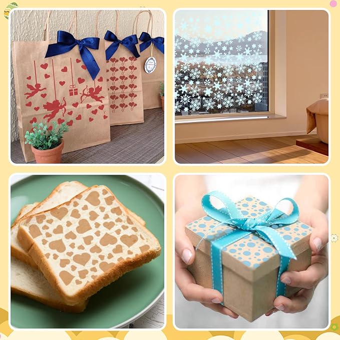 JULBEAR 36Pcs Baking Cookie Stencils for Royal Icing Airbrush Templates | Reusable Pattern, DIY Party Baking Painting Dessert Coffee Decoration, Mold Tools for Cookies Cake, 5.5x5.5 Inches
