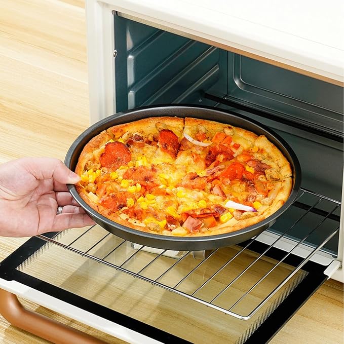 2Pcs Pizza Pan for Oven, 9 inch Deep Dish Pizza Pan Round Baking Tray, Non Stick Thickened Carbon Steel Pizza Pan for Home Kitchen Baking Cookie Pie Pizza Cake, Dishwasher Safe (9in)