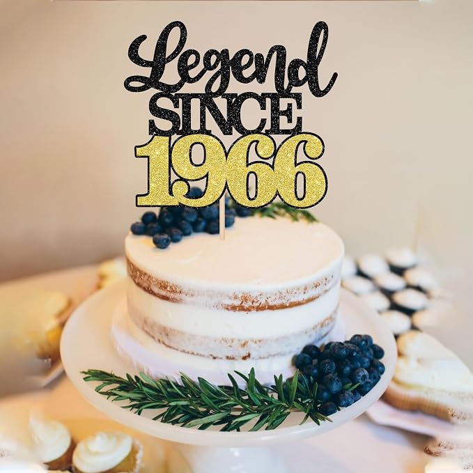 1 PCS Legend Since 1965 Cake Topper Black Gold Glitter Sixty Happy 60th Birthday Cake Pick Cheers to 60 Years Cake Decoration for 60th Birthday Wedding Anniversary Party Decorations Supplies