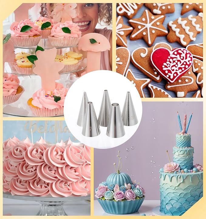 10 Pcs Frosting Tips, Frosting Bags and Tips for Decorating Ideal for Frost Cupcakes, Cakes, and Cookies (Ten models)