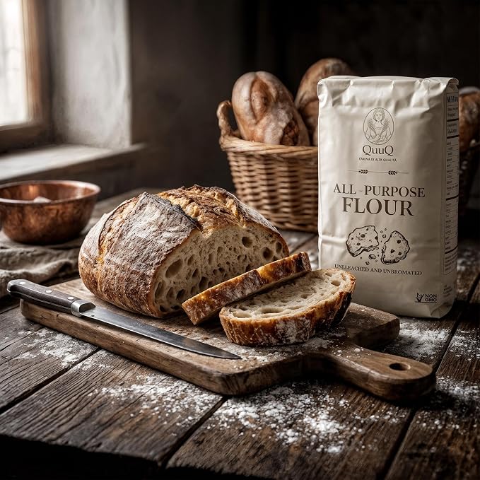 QuuQ All Purpose Flour 1 Pack 4.4 lb (2 kg) – Unbleached Unbromated Enriched Wheat Flour, Non-GMO Baking Flour for Bread, Cookies, Cakes, Pizza & Baking