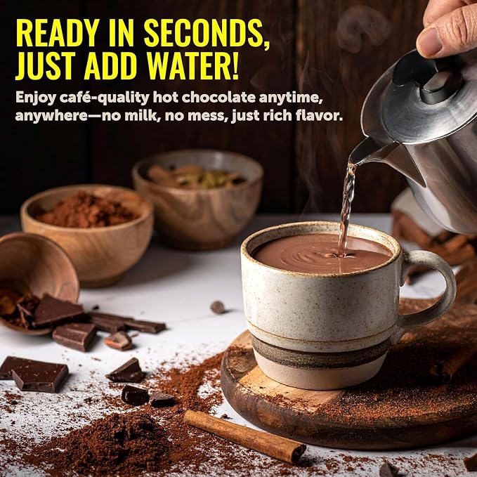 Castle Kitchen Caramel Dark Hot Chocolate Mix (28 oz) – Dairy-Free, Vegan, Plant Based, Gluten-Free, Non-GMO Project Verified, Kosher Hot Cocoa – Just Add Water – 14 oz, Pack of 2