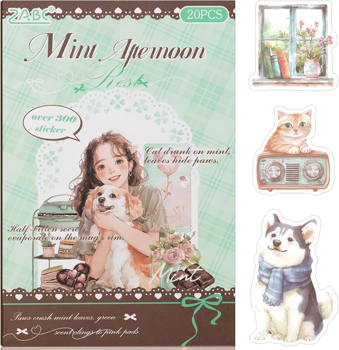 Family Series Sticker Scrapbooking Supplies for Junk Journal, 20 Sheets PET Stickers