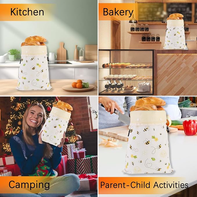 Removable Beeswax Bread Bag for Sourdough & Homemade Bread - Detachable Liner for Easy Cleaning & Drying | 1 Pack XL Reusable | Eco Cotton/Linen Storage