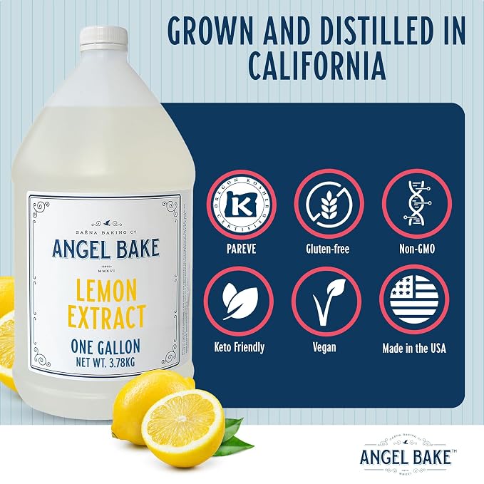 Angel Bake Pure Lemon Extract, 5X Distilled, 1 Gallon
