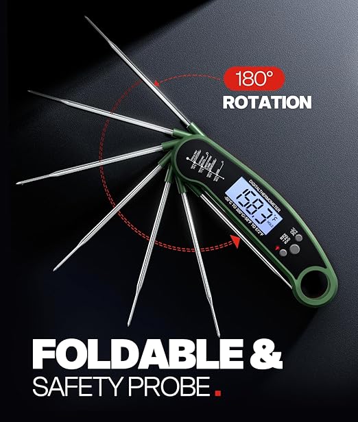 Meat Thermometer Digital - Instant Read Food Thermometer for Grilling, BBQ, Air Fryer, Smoker, Candy Making, Kitchen Gadgets, BBQ Essentials, Green