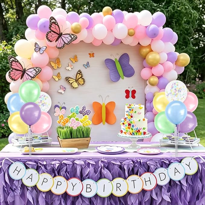 TONIFUL 4 Set Spring Macaron Theme Balloon Centerpieces for Table,Balloon Stand Kit for Kid Party Decor,Birthday Decorations Baby Shower Gender Reveal Engagement Easter Bridal Shower
