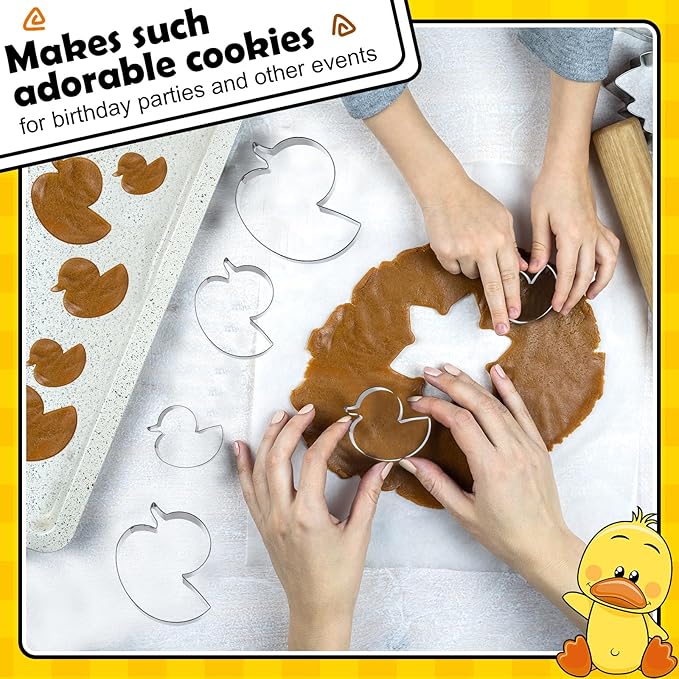 Havawish 4 Pcs Cookie Cutter Set - 2 to 5 in Stainless Steel Cookie Cutter for Baking Fondant Fruit Bread Birthday Party Decorations (Duck)