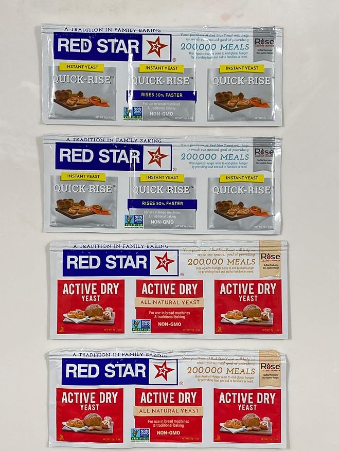 Red Star Instant Quick Rise Yeast and Active Dry Yeast, 2 packs of each (4 packs Total)