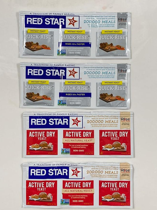 Red Star Instant Quick Rise Yeast and Active Dry Yeast, 2 packs of each (4 packs Total)