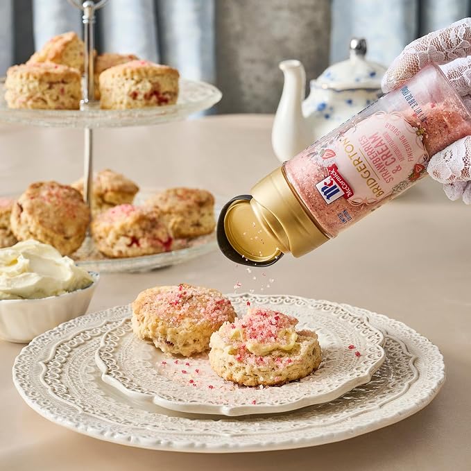 McCormick Bridgerton Finishing Sugar, Strawberries & Cream, Limited Edition, Sweet Strawberry Flavor Infusion, For Desserts, Cocktails, Breakfasts, and More, 3.16 oz (Pack of 2)