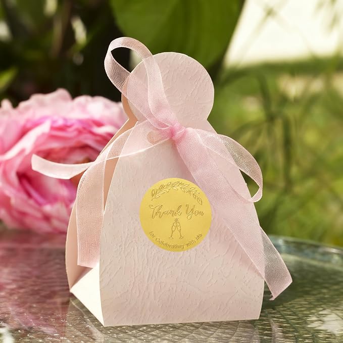 120 PCS Thank You for Celebrating with Me Stickers – 2 Inch Metallic Foil Favor Labels for Weddings, Birthdays, Graduation Parties, Gift Bags
