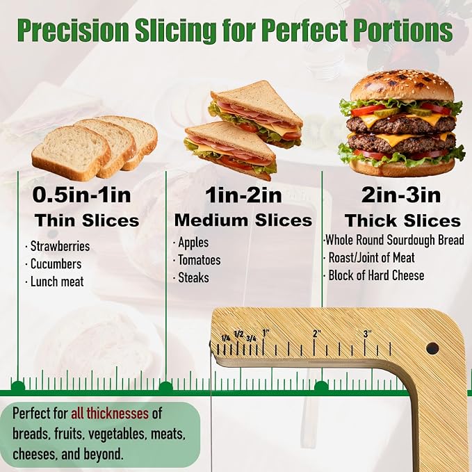 Tuiiopoli Bread Knife for Homemade Bread Sourdough, Left & Right Handed Bamboo Natural Bread Bow Knife Slicer Cutter for Baguettes Vegetables Fruits Sandwiches