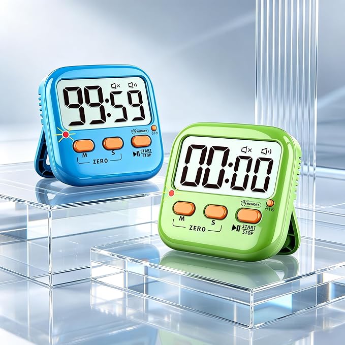 2 Pack Digital Timer for Kids, Magnetic Kitchen Timers for Cooking, Egg, Teachers, Classroom, Study, Exercise, Oven Baking - AAA Battery Included