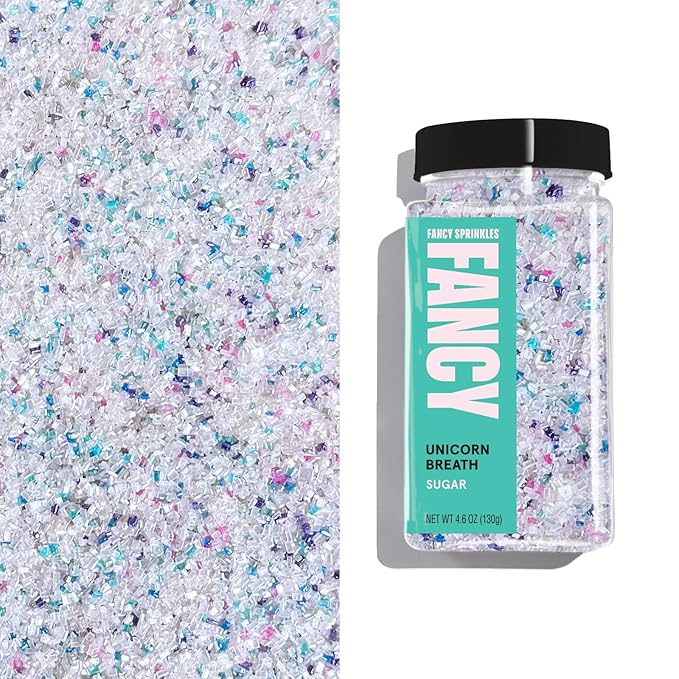 Fancy Sprinkles Unicorn Breath Fancy Sugar | Pearlescent White, Blue, Pink & Purple Sugar Crystals | Cocktail Rimming & Cookie Decorating | 1 Pack (4.6 oz)