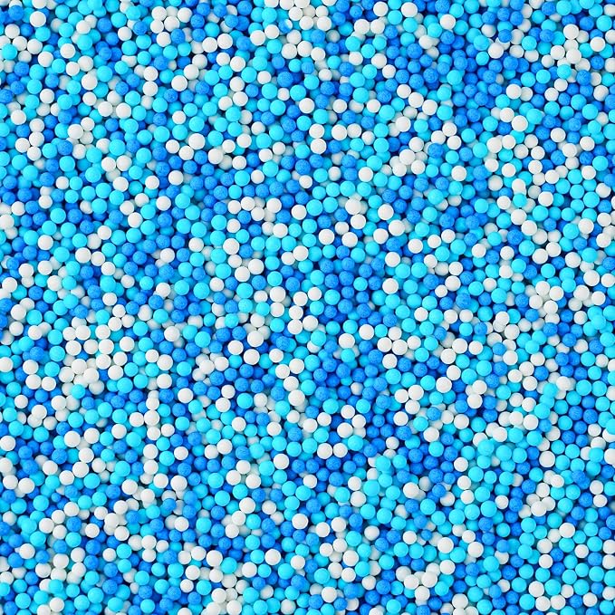 Blue and White Nonpareils Sprinkles Edible 2mm Mini Peals Sprinkle for Cake Decorating Sugar Candy Cookie Cupcake Topper Baking Decorations Halloween Christmas Baby Shower Supplies