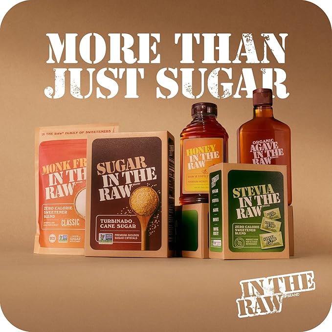 Sugar In The Raw Turbinado Cane Sugar Packets, 100 Ct, Pure, All-Natural Turbinado Sugar, Non-GMO Project Verified, Kosher, Vegan and Gluten Free