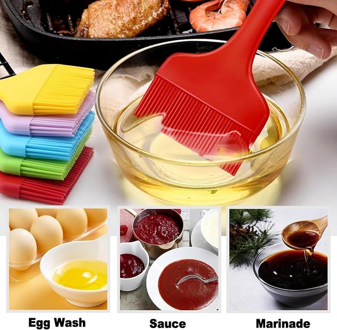 Basting Brush for Cooking, Heat Resistant Enlarged Brush Head Food Grade Silicone Effortless Cleaning Silicone Basting Brush, Dishwasher Safe Steel Core Silicone Brush for Oils Butter Marinades