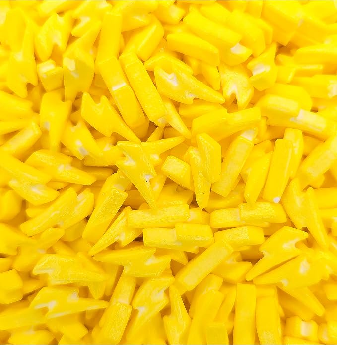 NCS Thick Lightning Bolt Shaped Edible Sprinkles – Yellow Cupcake, Cake & Cookie Decorations, 7 oz