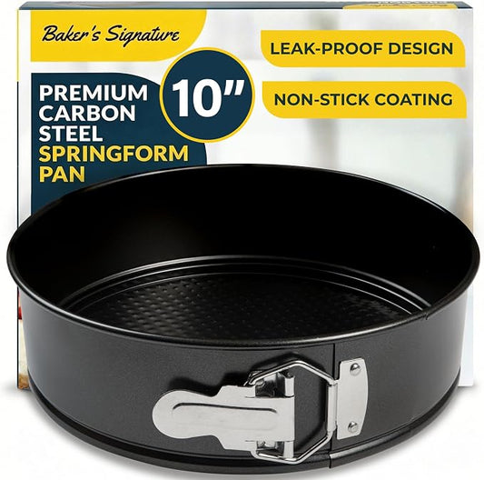 Cheesecake Pan 10 Inch Carbon Steel With Removable Bottom – Leakproof Design, Nonstick Coating Springform Pan – Durable Cake Mold With Secure Latch, Even Heat Cheese Cake Pans For Baking
