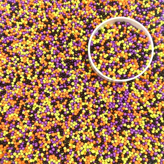 PhilaeEC Halloween Nonpareils Sprinkle 2mm Mini Peals Sprinkle Edible for Cake Decoration Cupcake Topper Cookie Baking Decorations Halloween Christmas Supplies
