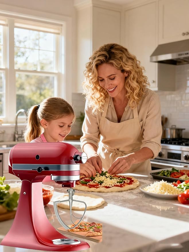 Stainless steel Paddle Flex Edge Beater for KitchenAid Tilt-Head Stand Mixer,for 4.5-5 Quart Flat Beater Attachment with Silicone Edges Bowl Scraper