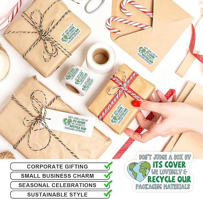 500Pcs Cute Small Business Stickers Lable, Funny Packaging, Thank You Package Sticker, Recycle Recycling Sticker, Reused Box, Mail Envelopes Shipping Stickers