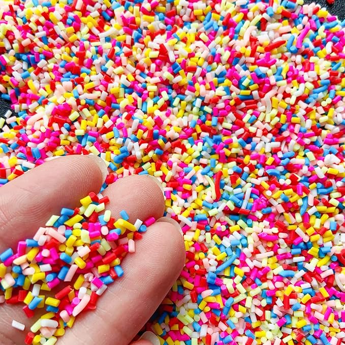 EHOPE 50g Fake Sprinkles Resin Sprinkles Fake Candy Sprinkles Clay Sprinkles Polymer Sprinkles Polymer Clay Slices for Nail Art DIY Crafts Cake Phone Case(Red Sugar granules-11）