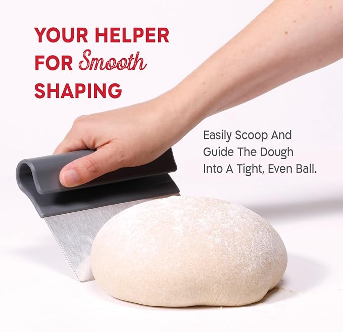 KneadAce Dough Scraper & Baker’s Brush.Stainless Steel Bench Scraper & Flour Cleaning Brush. Kitchen Tool for Pastry, Sourdough and Baking Prep Bread Dough Cutter, Gift For Bakers (Gray/Turquoise)
