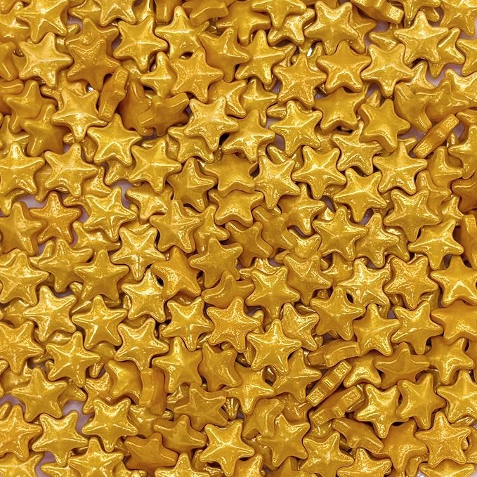 10mm Gold Sprinkles Edible Stars Cake Decorating Stars Cake Decorations Cupcake Toppers Cookie Decorating Perfect for Cakes,Cupcakes,Desserts Toppings 3OZ