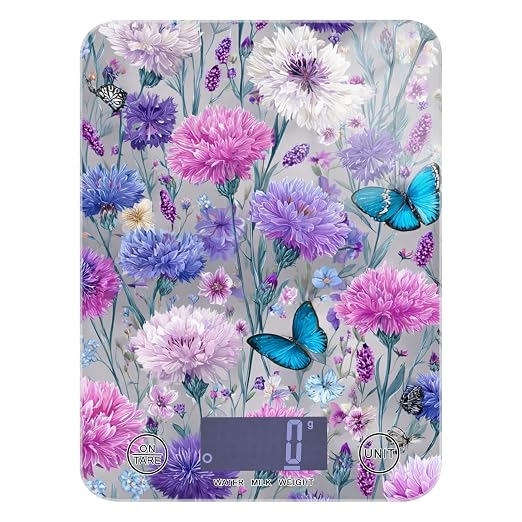 Food Scale Kitchen Scale Food Weight Scales Digital Weight Grams and Ounces Small Electronic Food Scale for Baking Cooking Grey Pink Corflower Butterfly