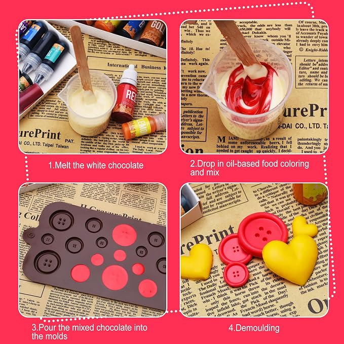 Oil Based Food Coloring for Chocolate - 12 Vibrant Color Food Coloring for Chocolate, Candy Melts, Buttercream, Frosting - Fat Soluble Food Color Dye for Baking, Fondant - 0.2 Fl. oz (6 ml)/Bottles