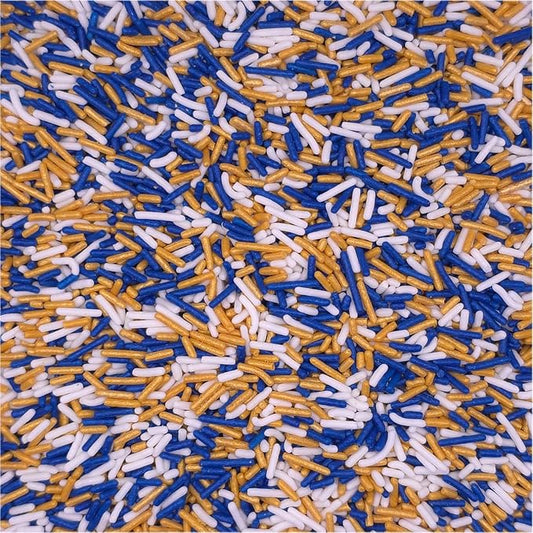 NCS Dark Blue, Gold & White Jimmies Edible Sprinkles – Cupcake, Cake & Cookie Decorations, 7 oz