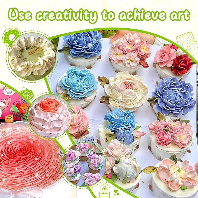 Suuker Fondant Rose Piping Tips Set, 7 Pieces | Stainless Steel, Silver, Cake Decorating, Baking Supplies