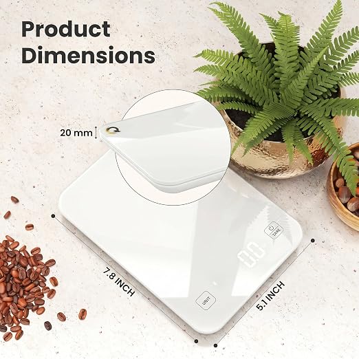 Food Scale with Nutritional Calculator, Waterproof LED Display Digital Kitchen Scale for Weight Loss Cooking Baking Keto Macro Diet, Calorie Counting, White Glass, 22lb/10kg