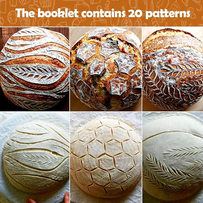 Vodolo Bread Lame Dough Scoring Tool,2PCS Sourdough Bread Scorer,Bread Making Razor for Homemade Bread with Scoring Patterns Booklet