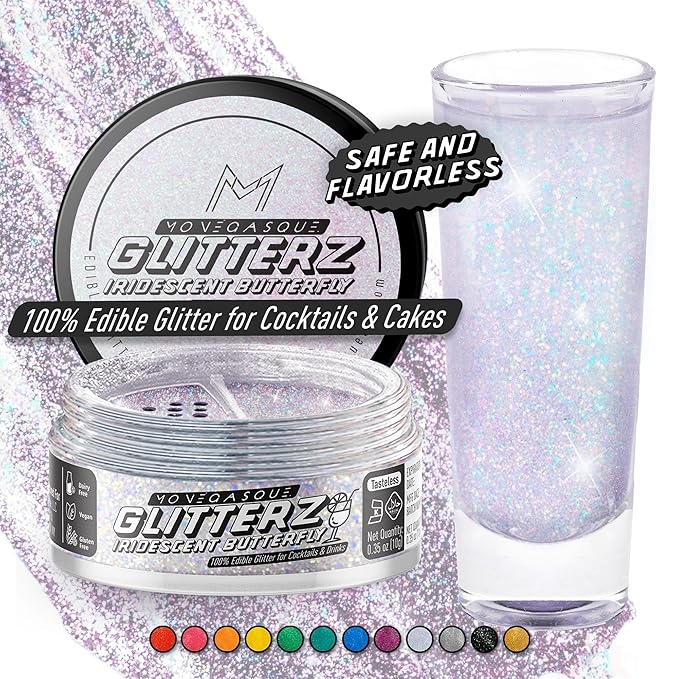 MONÉGASQUE Iridescent Edible Glitter for Drinks 10g – Edible Glitter for Cakes & Cocktails - 4th of July Drink Shimmer Powder - Food Decorating Sprinkles, Cake Decorations, & Cupcake Decorations Spray