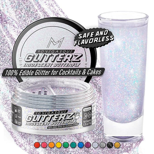 MONÉGASQUE Iridescent Edible Glitter for Drinks 10g – Edible Glitter for Cakes & Cocktails - 4th of July Drink Shimmer Powder - Food Decorating Sprinkles, Cake Decorations, & Cupcake Decorations Spray