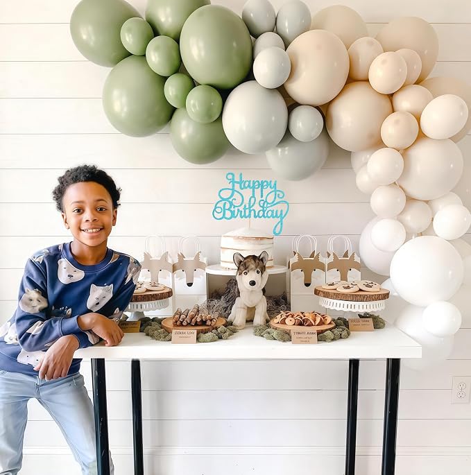 Happy Birthday Cake Topper - Sky Blue Glitter Birthday Party Cake Decoration Supplies, Photo Booth Props