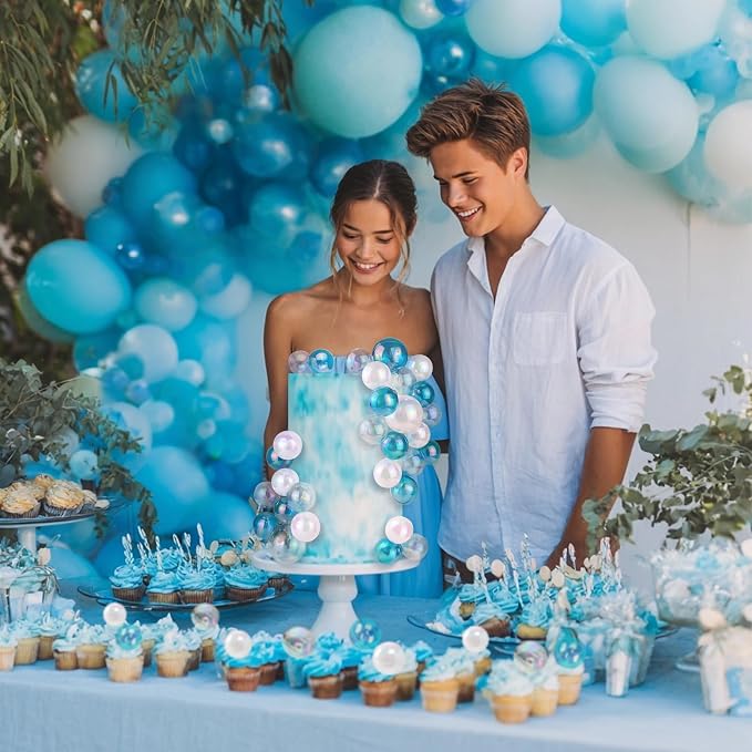 32 PCS Ball Cake Topper Bubble Mini Balloon Topper Ball Cake Picks for Birthday Party Wedding Decoration Supplies