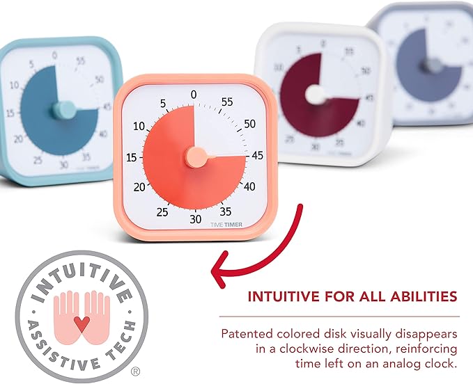TIME TIMER Home MOD – 60-Minute Visual Timer, Homeschool Supplies Study Tool, Timer for Desk, Office, and Meetings with Silent Operation (Dreamsicle Orange)