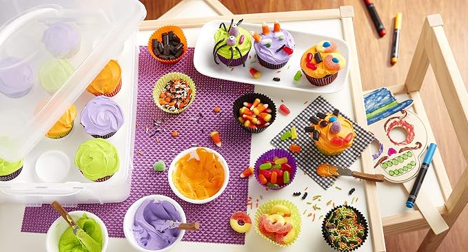 Snapware (2-Layer, 24 Cupcakes Plastic Detachable Cupcake Carrier Storage Container With Lid and Handle, Freezer Dishwasher Microwave Safe (Pack of 3)