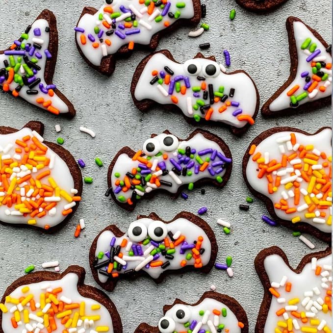 Halloween Sprinkles Mix - 6.35 oz 6 Variety Packs | Candy Eyeballs, Skull, Ghost, Tombstone, Black Orange Purple Green Nonpareils, Jimmies, Confetti & Sanding Sugar for Cake Decorating Cookies Cupcake Spooky Party