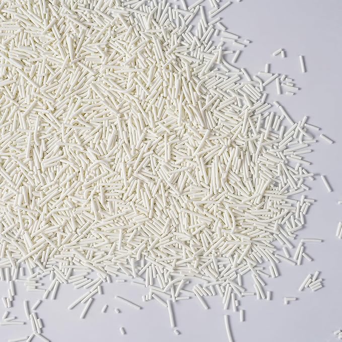 Edible White Sprinkles, White Jimmies Sprinkles, Jimmies for Cake Decorating, Cupcakes, Cake Toppers, Macarons, Cookies, and Ice Cream Toppers(120g/4.23oz)