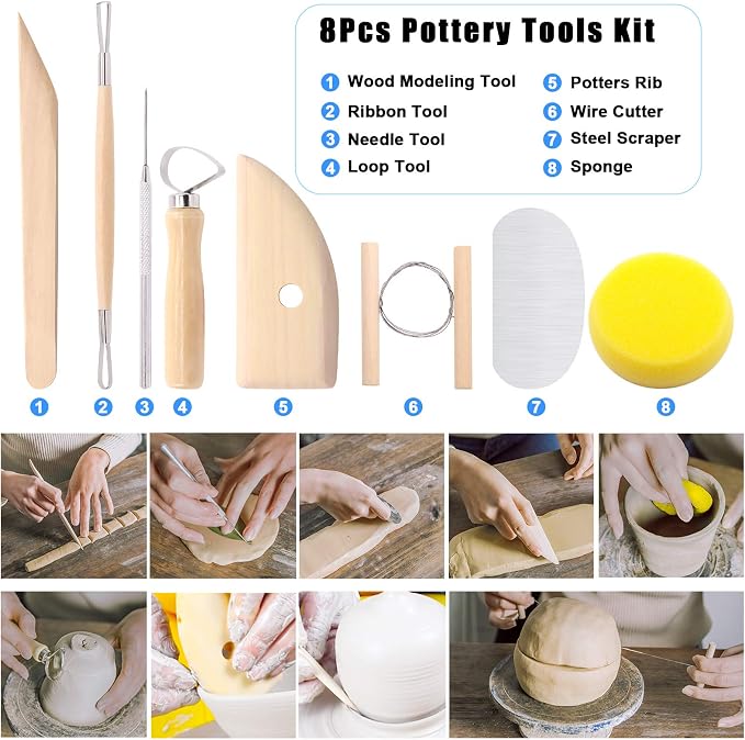 Glarks 22Pcs Carving Modeling Clay Sculpting Tools Set Including Carving Modeling Tools Kit, Plastic Modeling Tools, Ball Stylus for Embossing Art, Coloring, Nail Art Painting