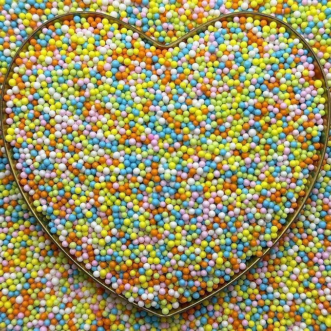CandiJumpin 2mm Edible Easter Nonpareils Sprinkles, Easter Cake Decorations Pastel Icing Decorations Small Pearl Sprinkles for Cake Decorating Mini Sugar Pearls for Baking Baby Shower Party Wedding Christmas Supplies 3 OZ