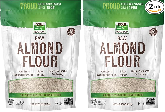 NOW Foods, Almond Flour with Essential Fatty Acids, 5 g Carbs per Serving, 22-Ounce (Packaging May Vary) (Pack of 2)