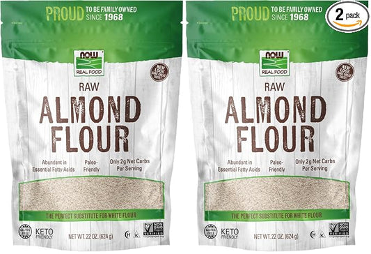 NOW Foods, Almond Flour with Essential Fatty Acids, 5 g Carbs per Serving, 22-Ounce (Packaging May Vary) (Pack of 2)