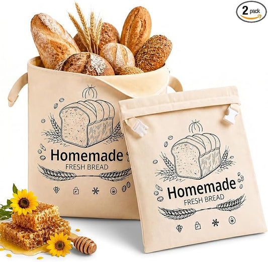 Beeswax Bread Bags, Bread Bags for Homemade Bread, Bees Wax Bread Bag, Reusable & Eco-Friendly,100% Natural Beeswax & Cotton, Long-Lasting Freshness,Airtight & Freezer-Friendly Food Storage